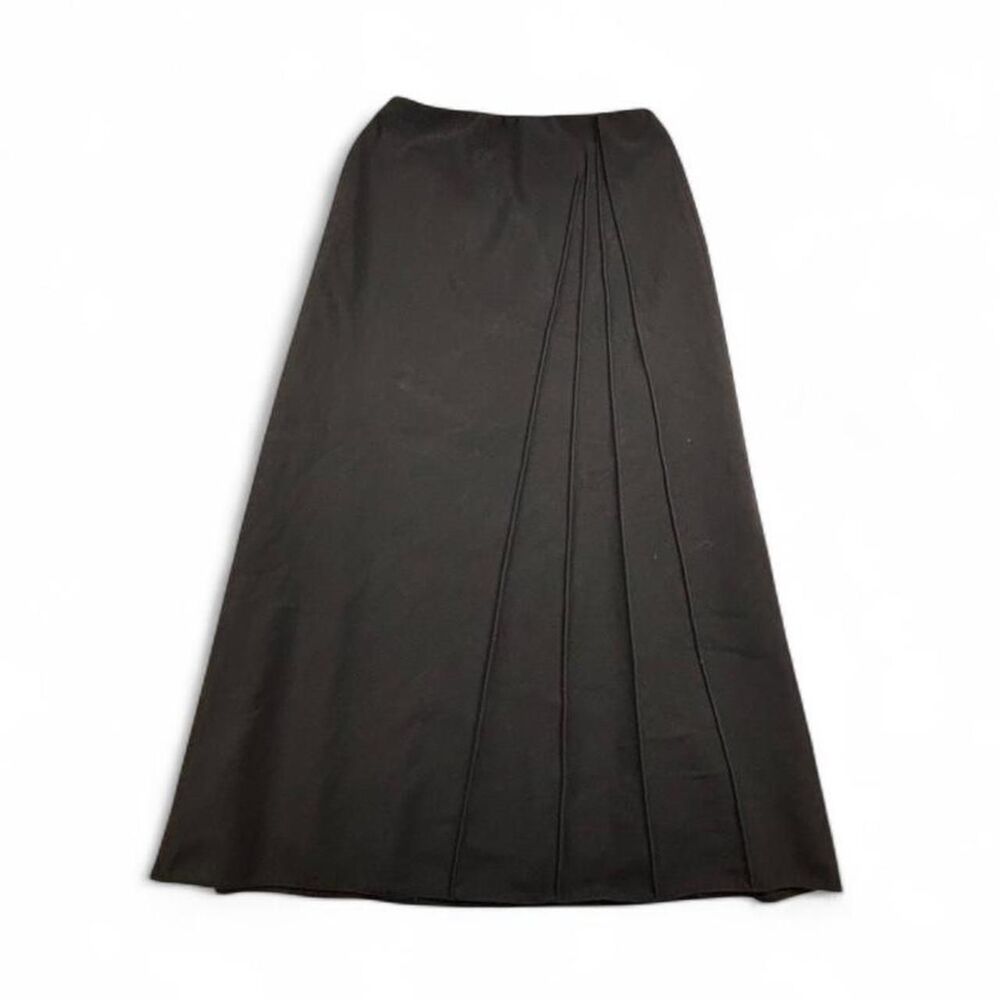 Mario Serrani Black Pleated Maxi Skirt Womens Size 6 Long A-Line Workwear